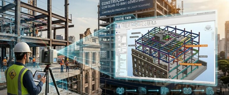 Como o Scan to BIM cria Gêmeos Digitais para uma gestão de obras sem erros