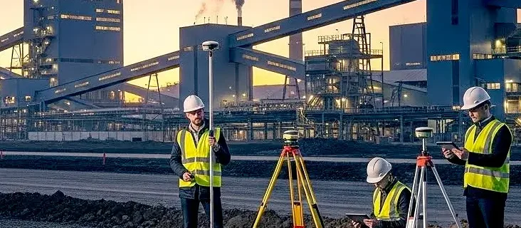 topografia de precisão na montagem industrial