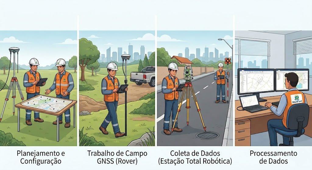 Passo a Passo Como é feito o Levantamento Geodésico na prática, M3E